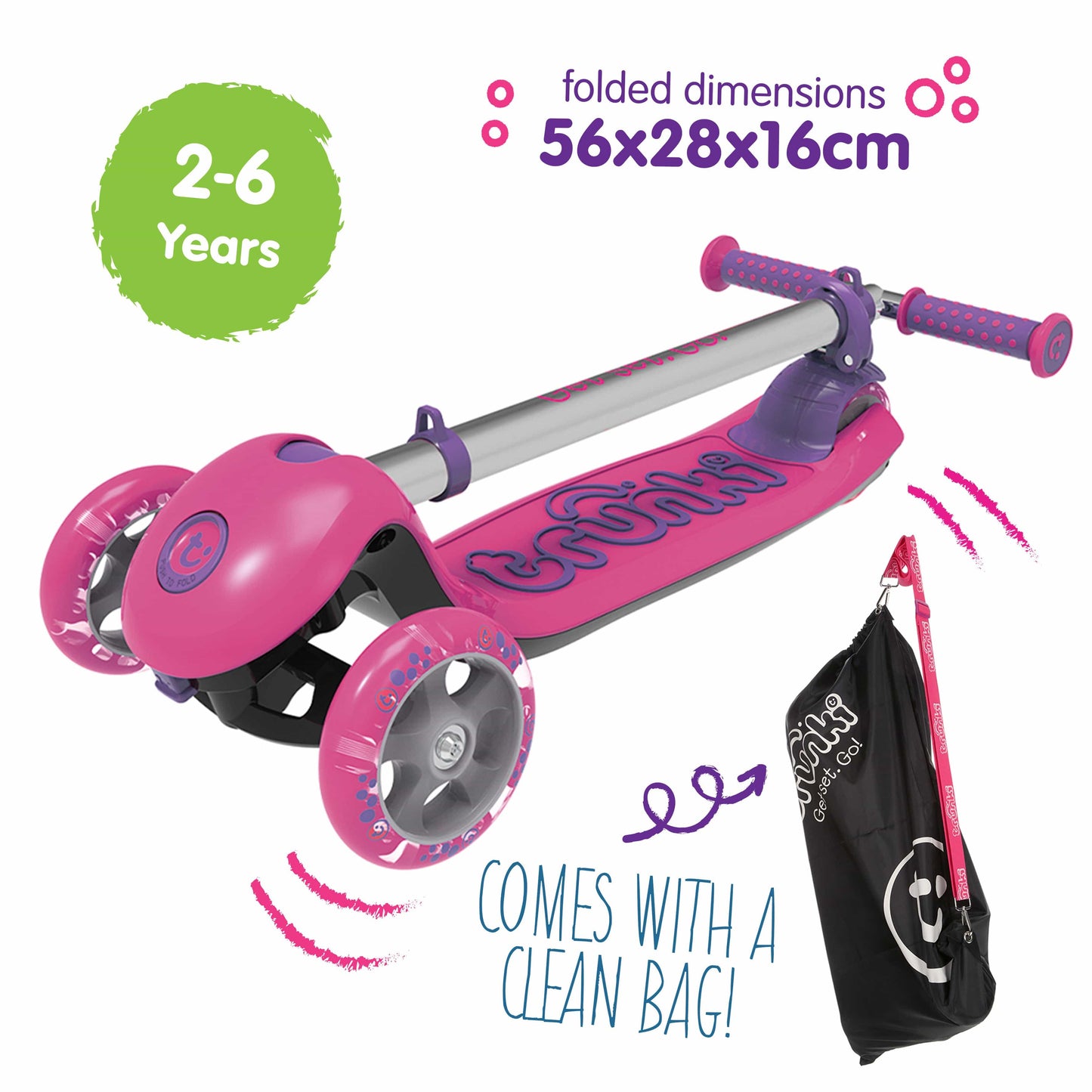 Trunki Folding Scooter - Small - Pink