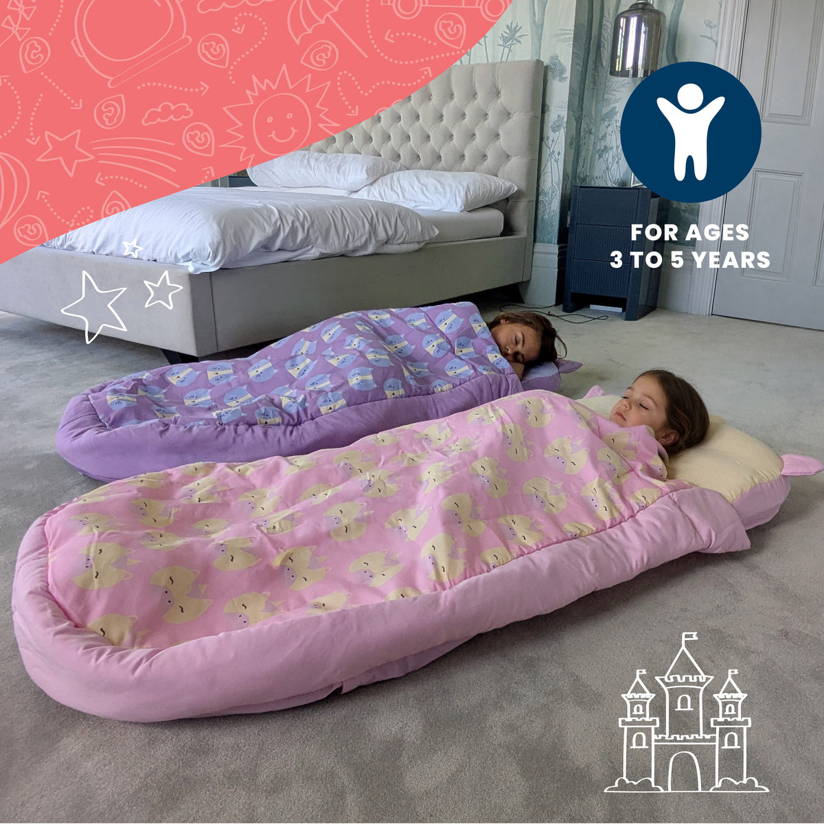 Trunki Kids’ Inflatable Travel Bed & Sleeping Bag - Una Unicorn (Pink)