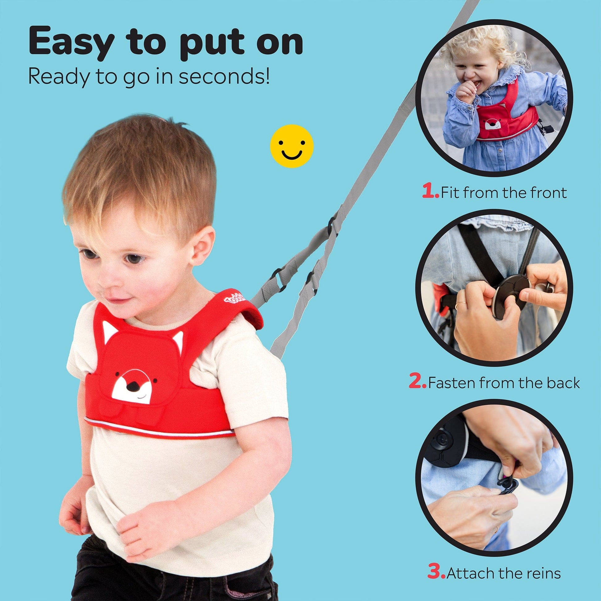 Toddlepak Red| Children Reins & Toddler Safety Harness