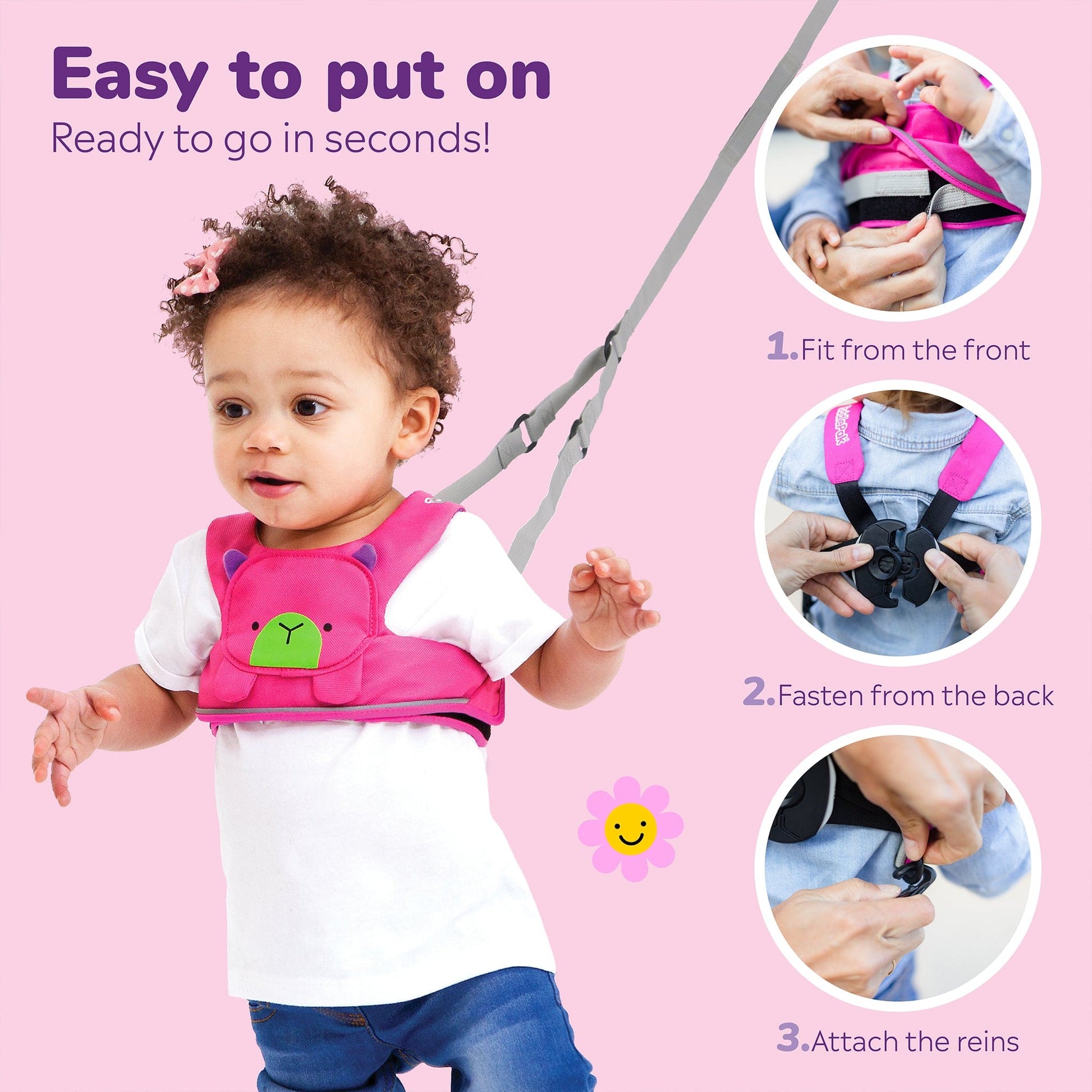 Toddlepak Pink| Children Reins & Toddler Safety Harness