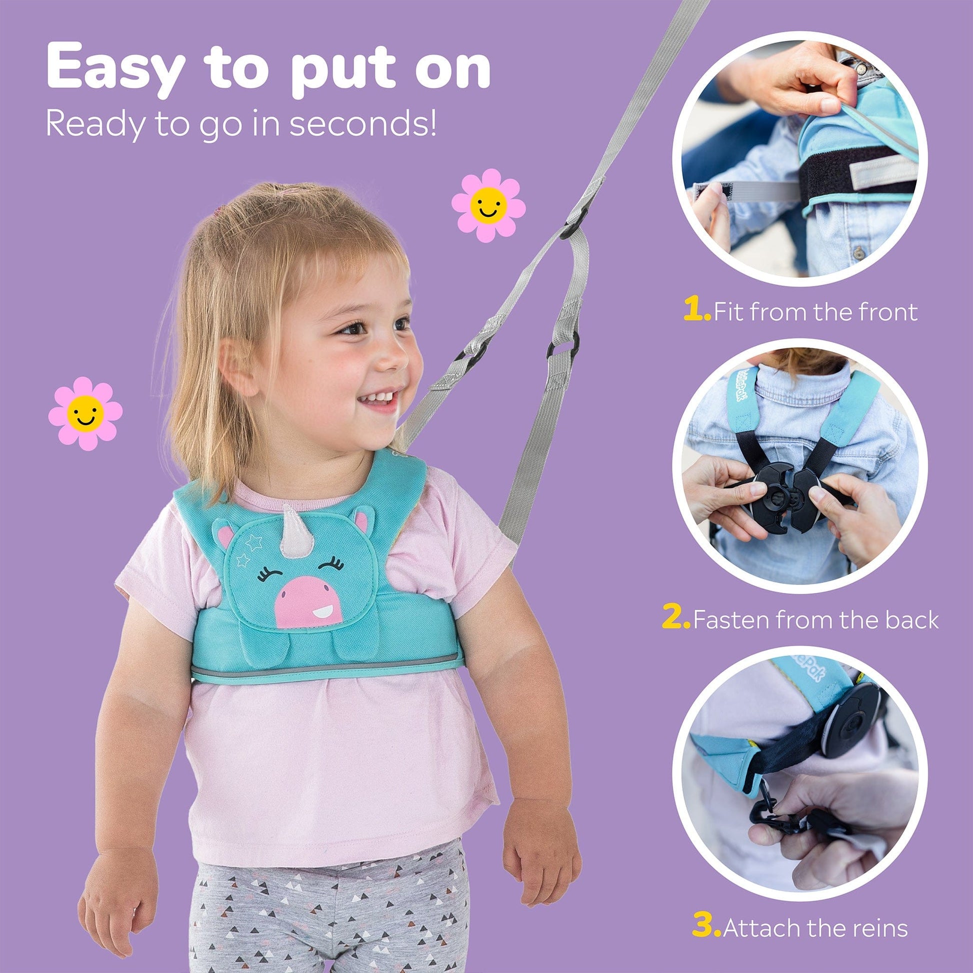ToddlePak Baby Leading Rein and Toddler Harness Una Unicorn