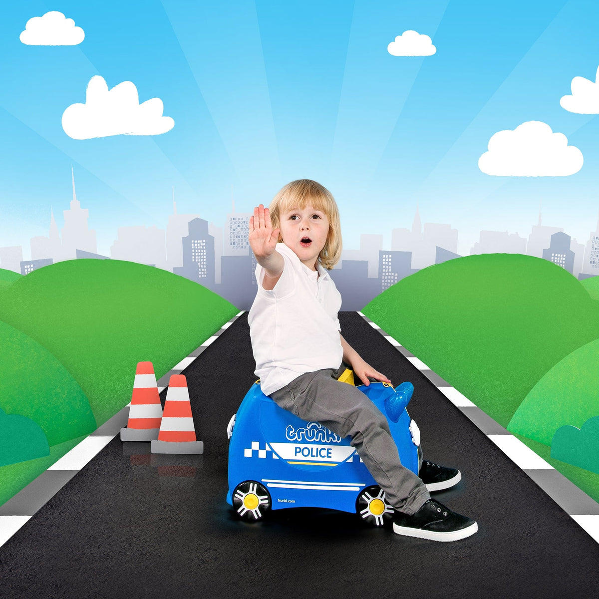 Trunki Ride-On Suitcase – Percy the Police Car