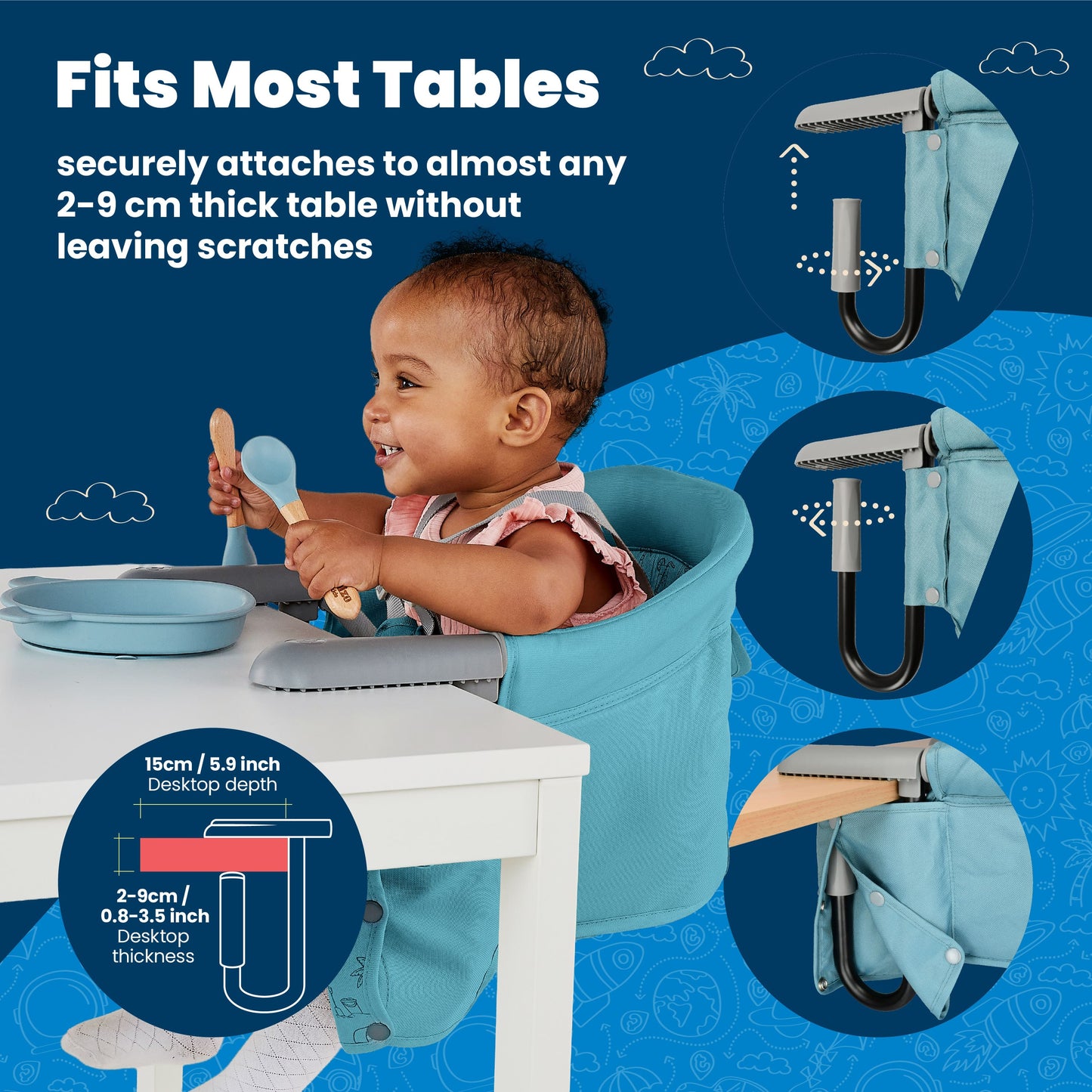 Trunki Clamp & Dine High Chair - Blue