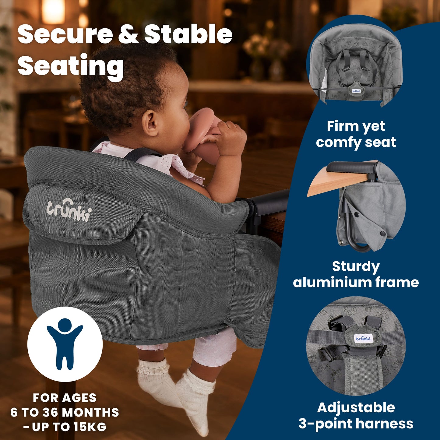 Trunki Clamp & Dine High Chair - Graphite Grey