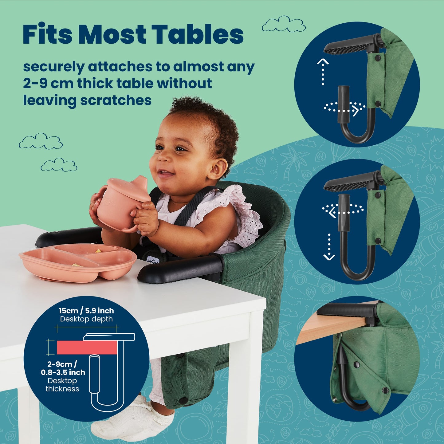Trunki Clamp & Dine High Chair - Green