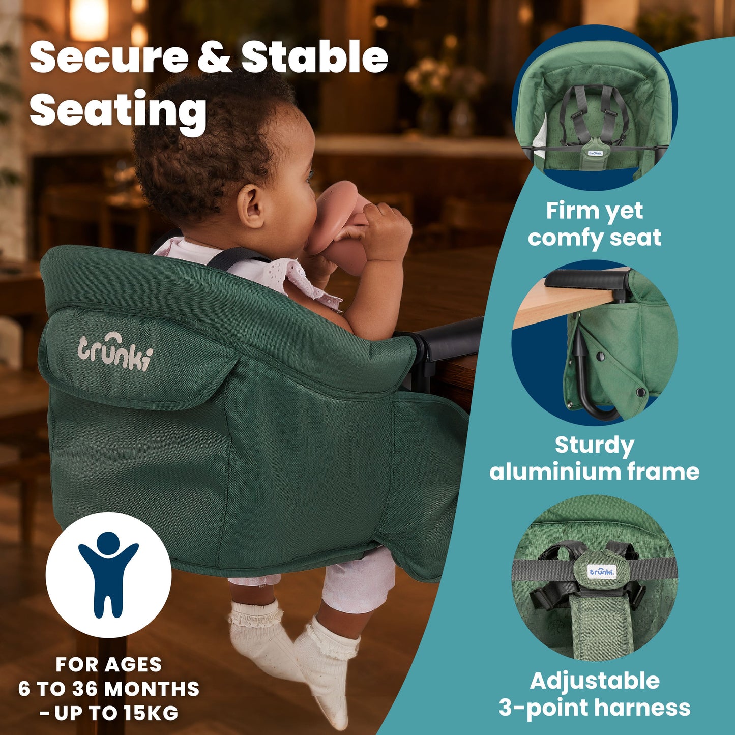 Trunki Clamp & Dine High Chair - Green