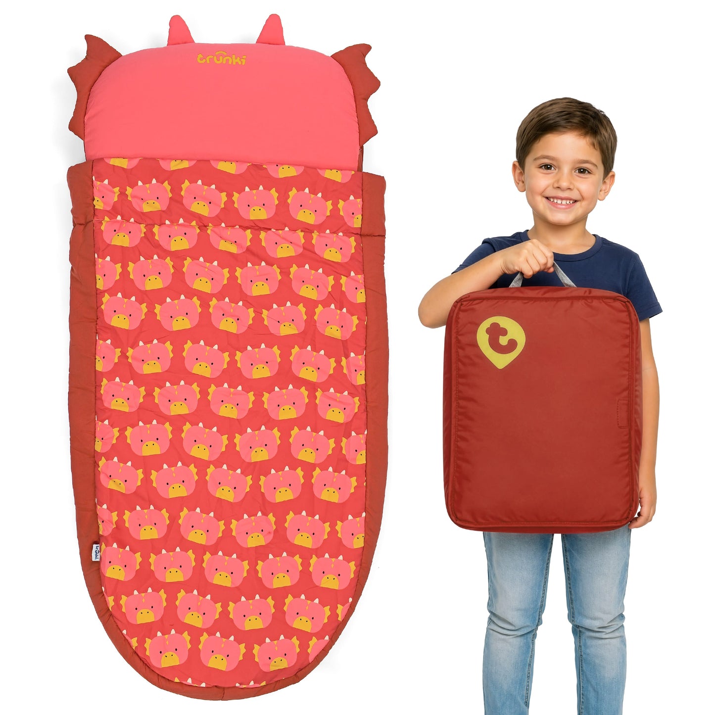 Trunki Kids’ Inflatable Travel Bed & Sleeping Bag - Dylan Dragon (Red)
