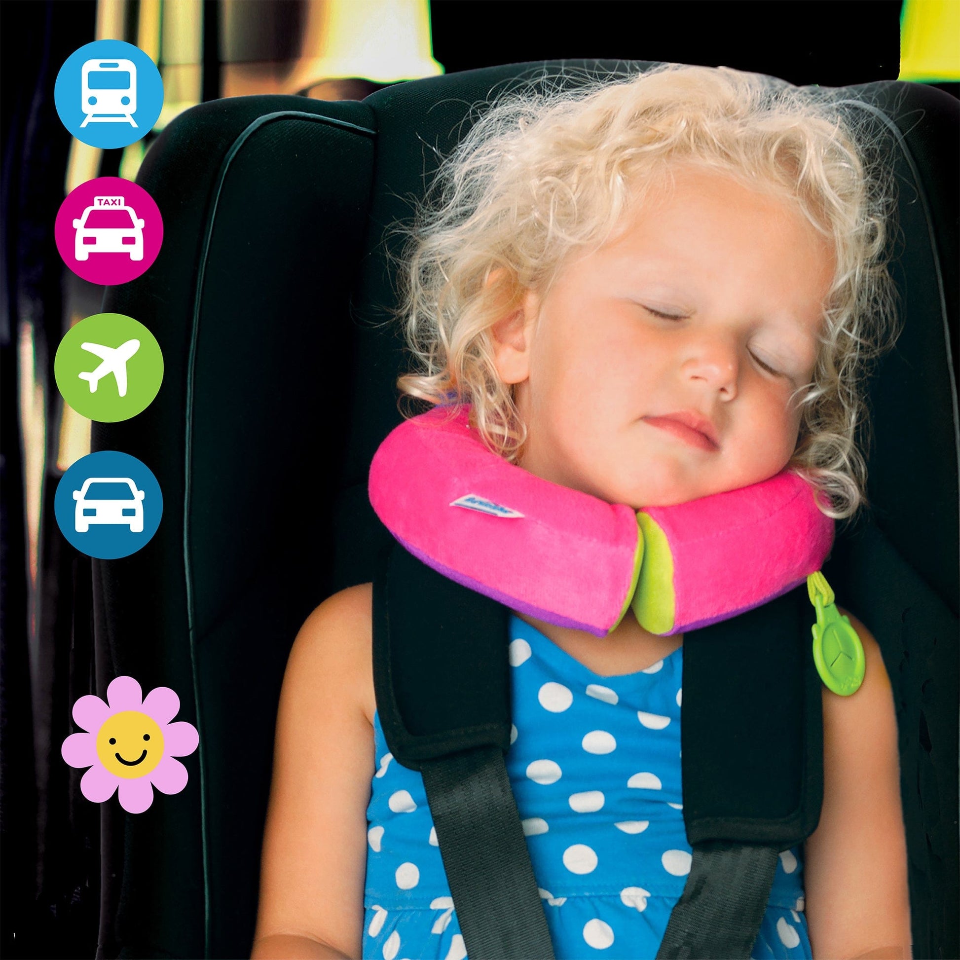 Yondi Pink Betsy| Kids Travel Neck Pillow and Chin Support