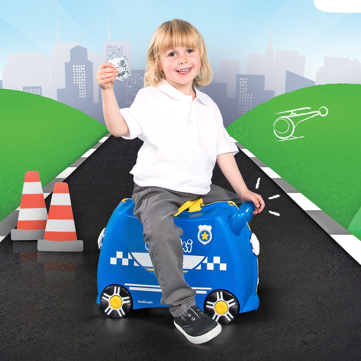 Trunki Ride-On Suitcase – Percy the Police Car
